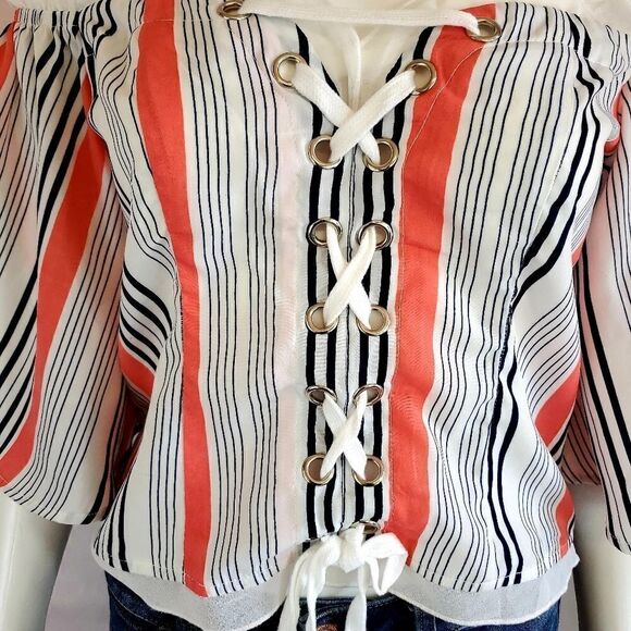 ASOS Nylon Apparel cute off shoulder lace up top - Picture 5 of 9